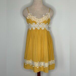 Zara Embroidered Trim Spaghetti Strap Empire Waistline Mini Dress Size S